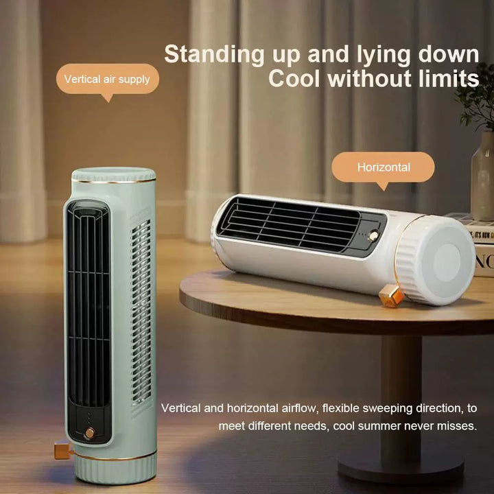 Unisex one size compact vertical desktop breeze tower fan with refillable mini reservoir, USB charging and sticker pack Kalsten