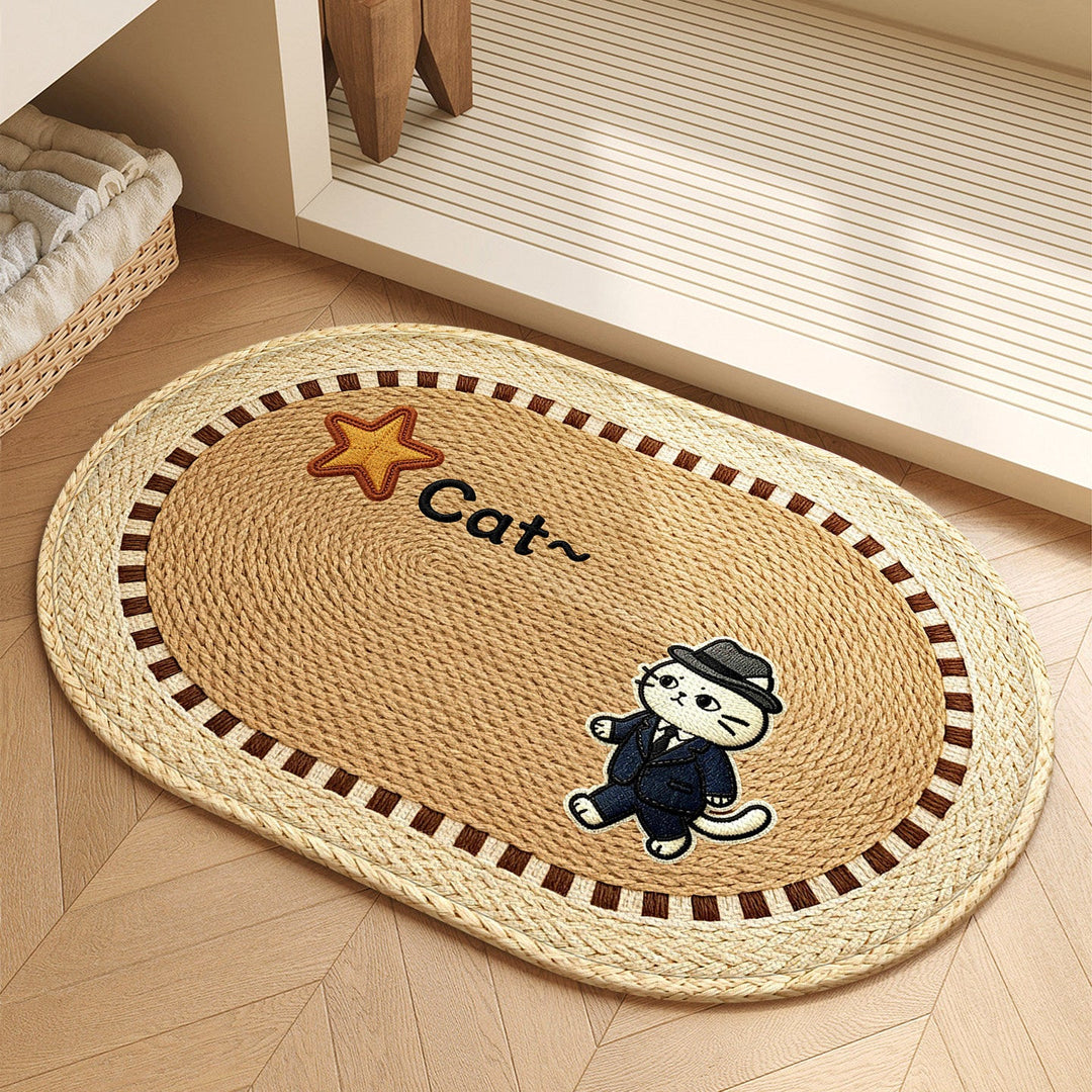 Cat-Themed Natural Fiber Area Rug