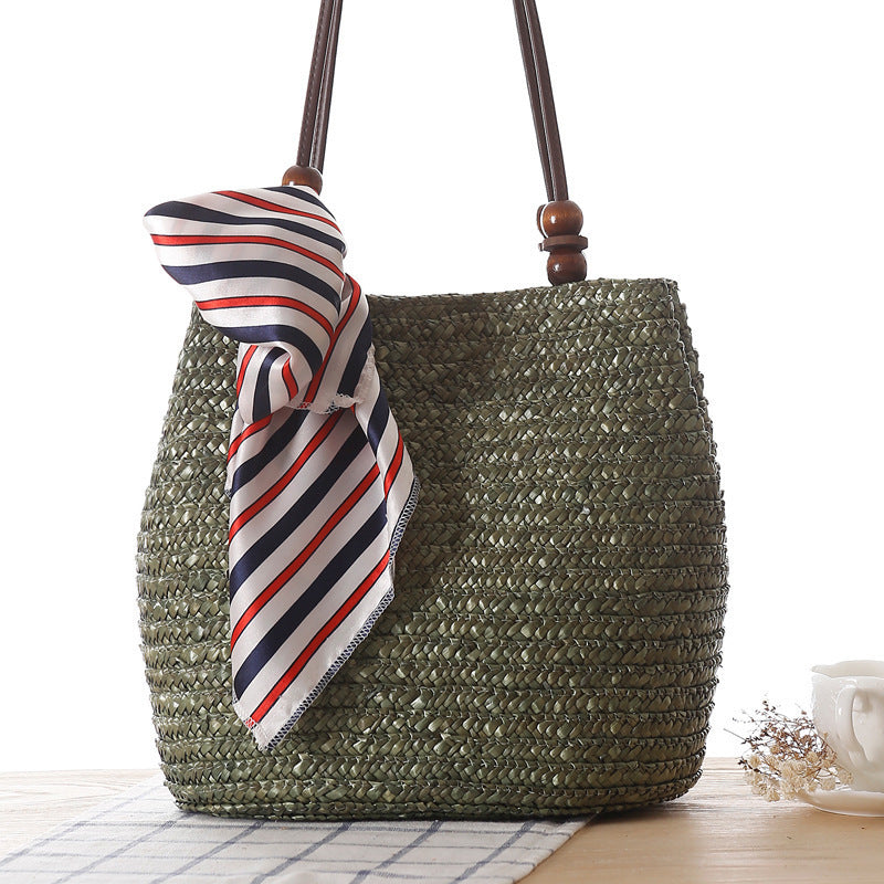 Braided handbag with stylish striped scarf Kalsten
