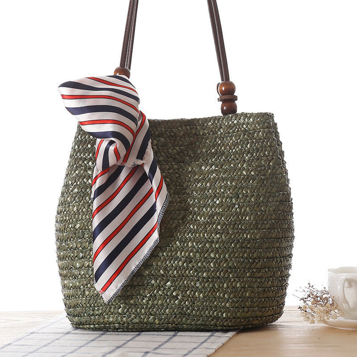 Braided handbag with stylish striped scarf Kalsten