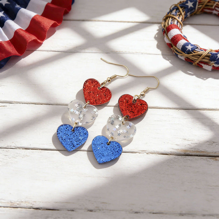 Women's eye-catching statement earrings made of acrylic with patriotic bow pendant Kalsten