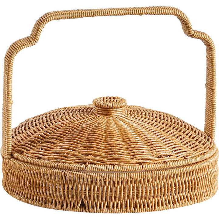 Handwoven Round Serving Basket with Ergonomic Handle Kalsten