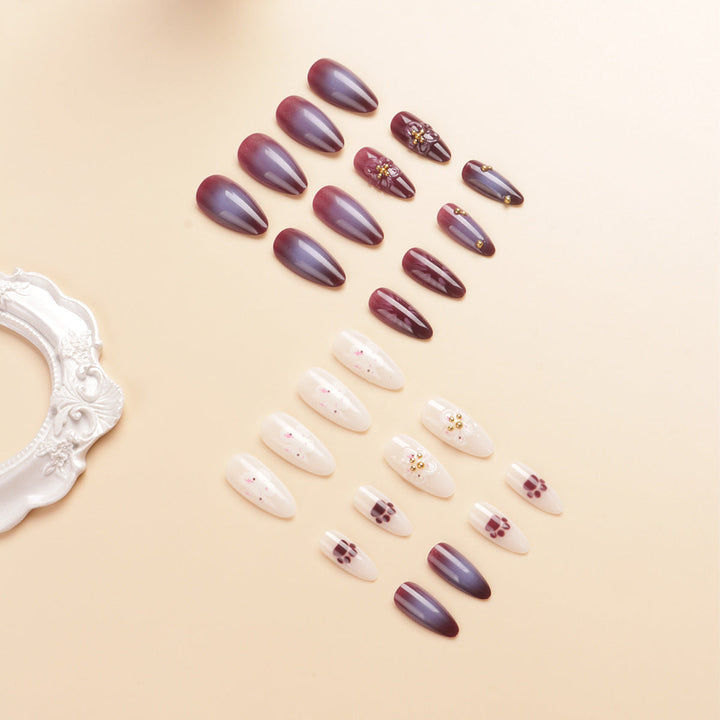 Floral Embellished Stiletto Nail Art Kalsten