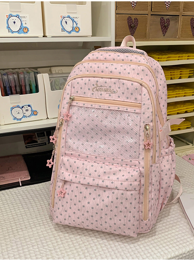 Star-Print Multi-Functional School Backpack