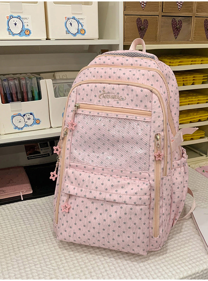 Star-Print Multi-Functional School Backpack