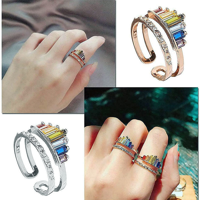 Adjustable Multi-Colored Crystal Ring Kalsten
