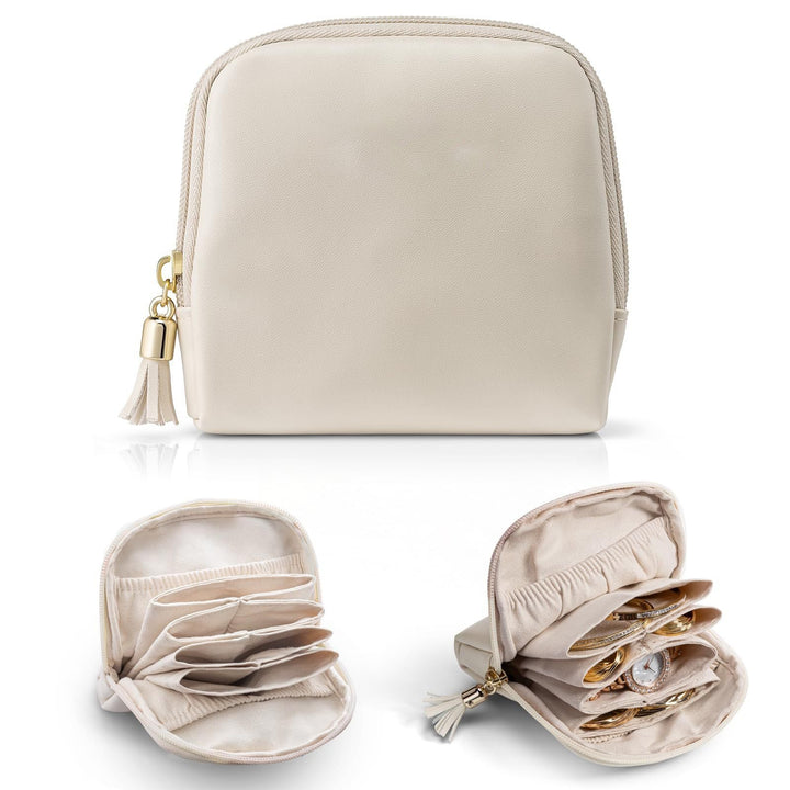 Cosmetic organizer with structured interior and elegant tassel Kalsten