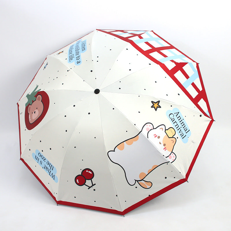 Women's Creative Folding Umbrella with Cute Bear Design Kalsten