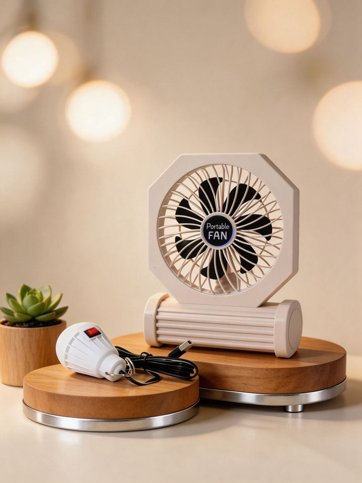 Ladies portable table fan with flexible tilt mechanism and USB connection Kalsten