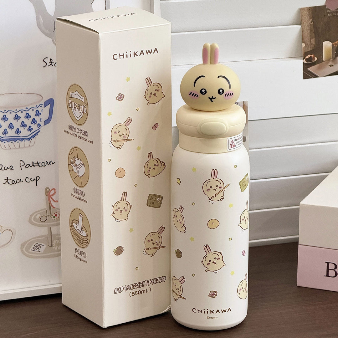 Women Stainless Steel Water Bottle with Interactive Animal Head Design Kalsten