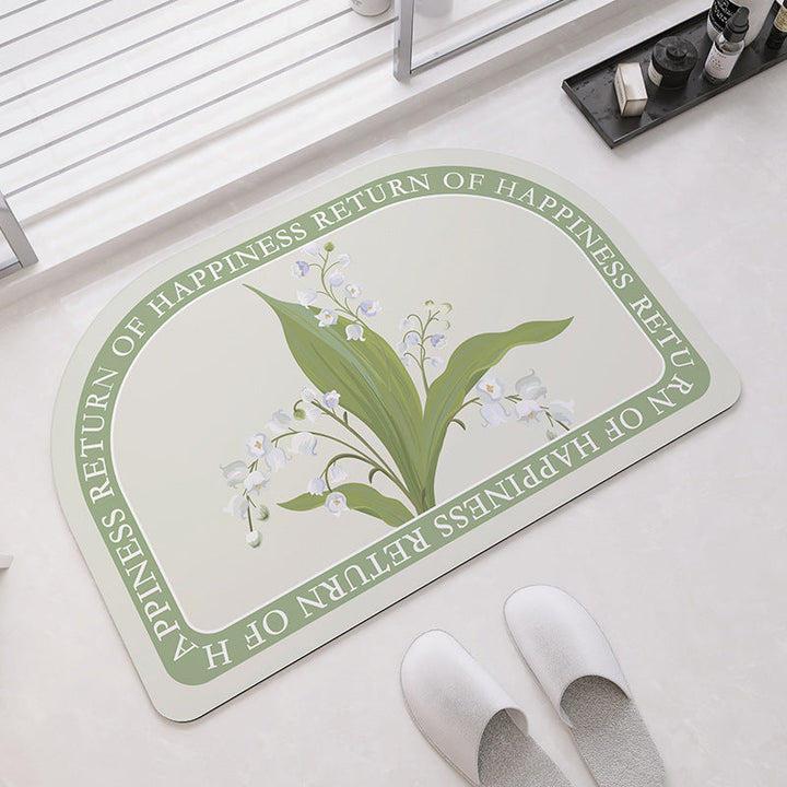 Oval Floral Pattern Bath Mat Kalsten