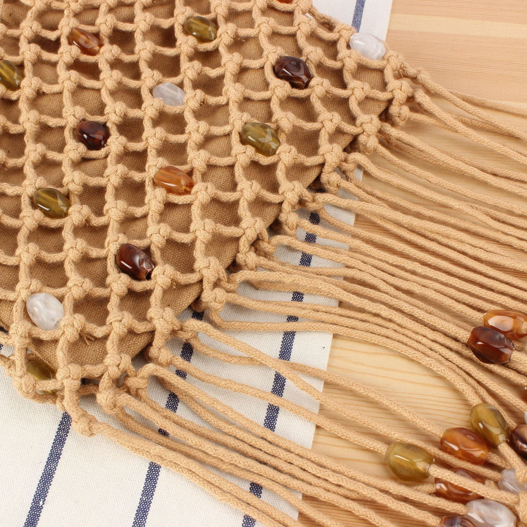 Macrame Tote Bag with Unique Bead Decoration Kalsten