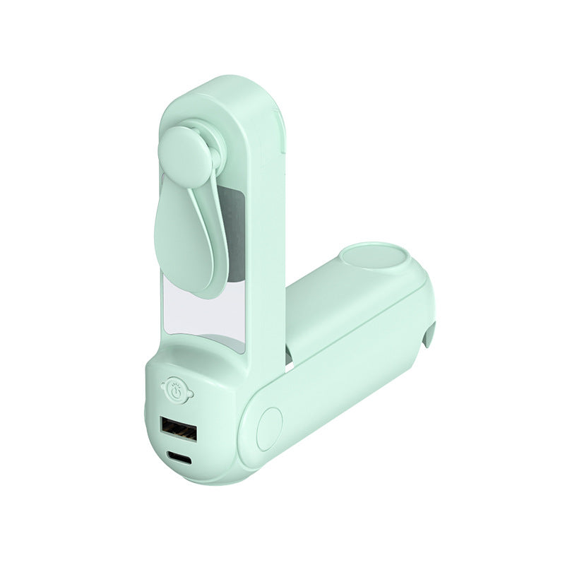 Unisex nan foldable handheld fan with built in USB power bank and compact mirror Kalsten