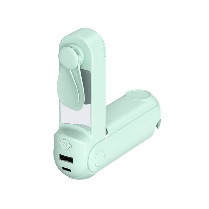 Unisex nan foldable handheld fan with built in USB power bank and compact mirror Kalsten