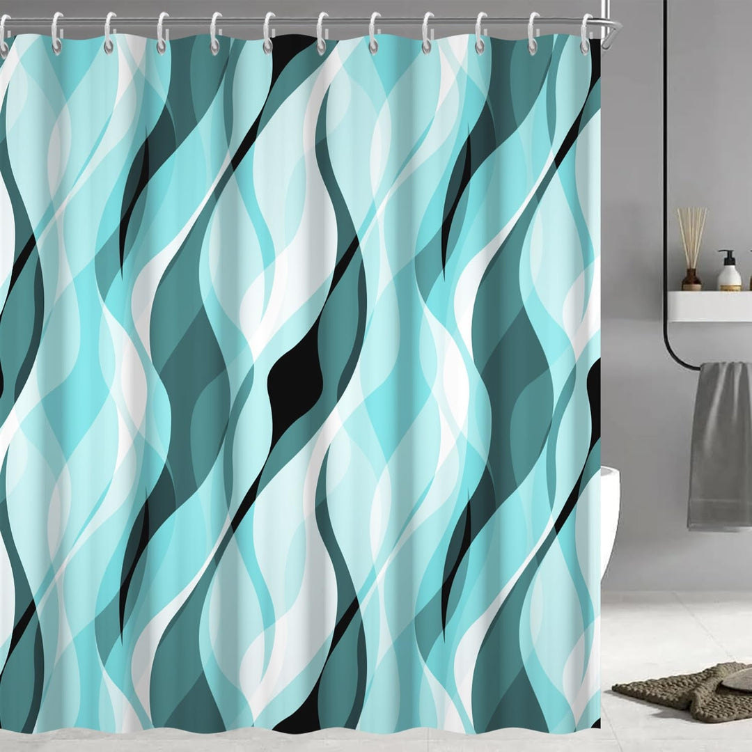 Abstract Wave Pattern Shower Curtain Kalsten