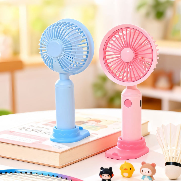 Unisex compact portable USB handheld fan with foldable stand and quiet brushless motor Kalsten