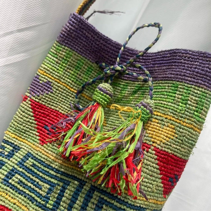 Handmade tote bag with colorful tassels Kalsten