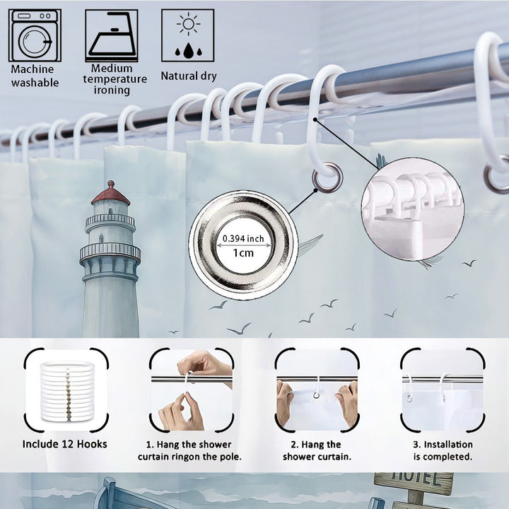 Coastal Lighthouse-Themed Four-Piece Bathroom Set Kalsten