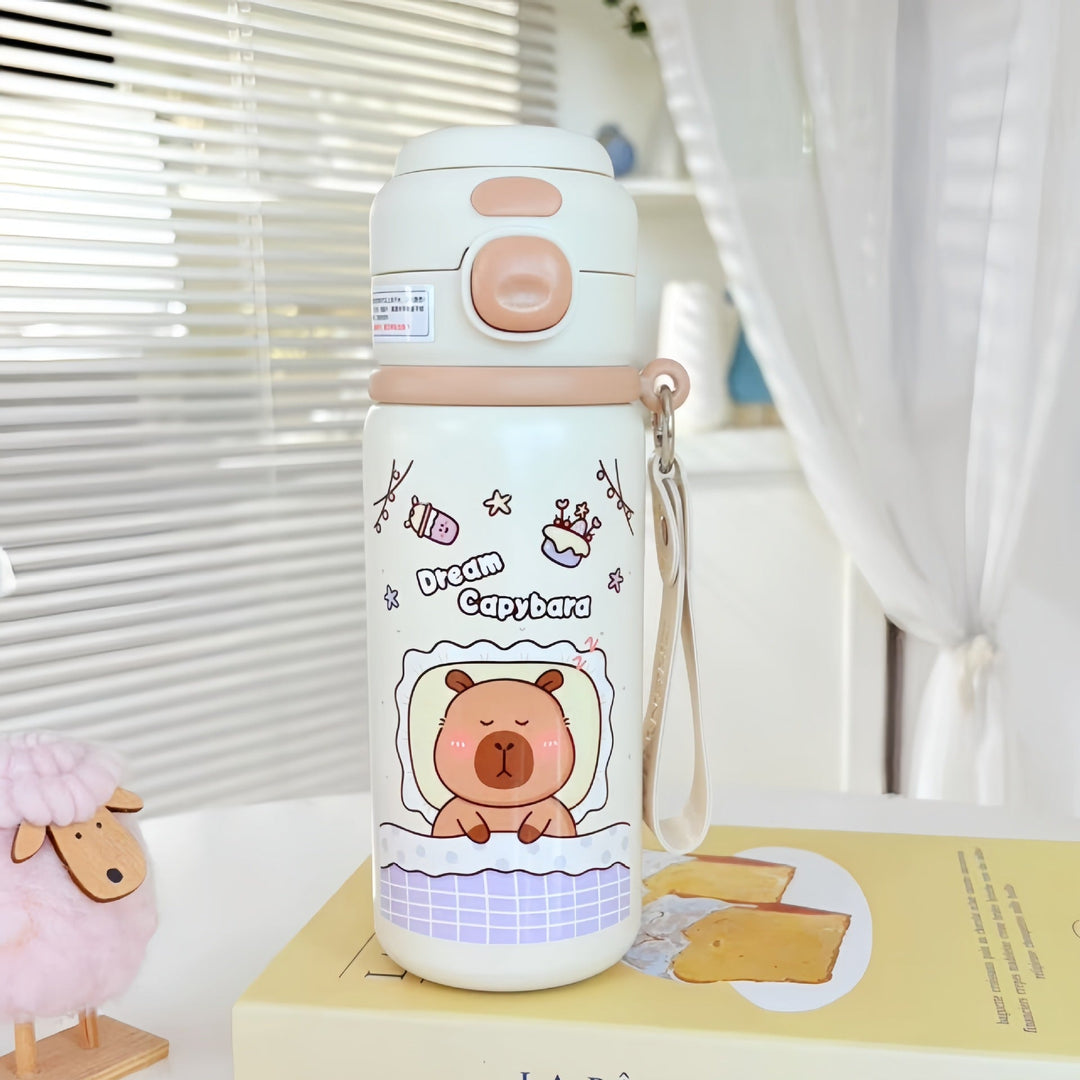 Women Insulated Drinking Bottle with Practical Carry Strap and Cute Bear Design Kalsten