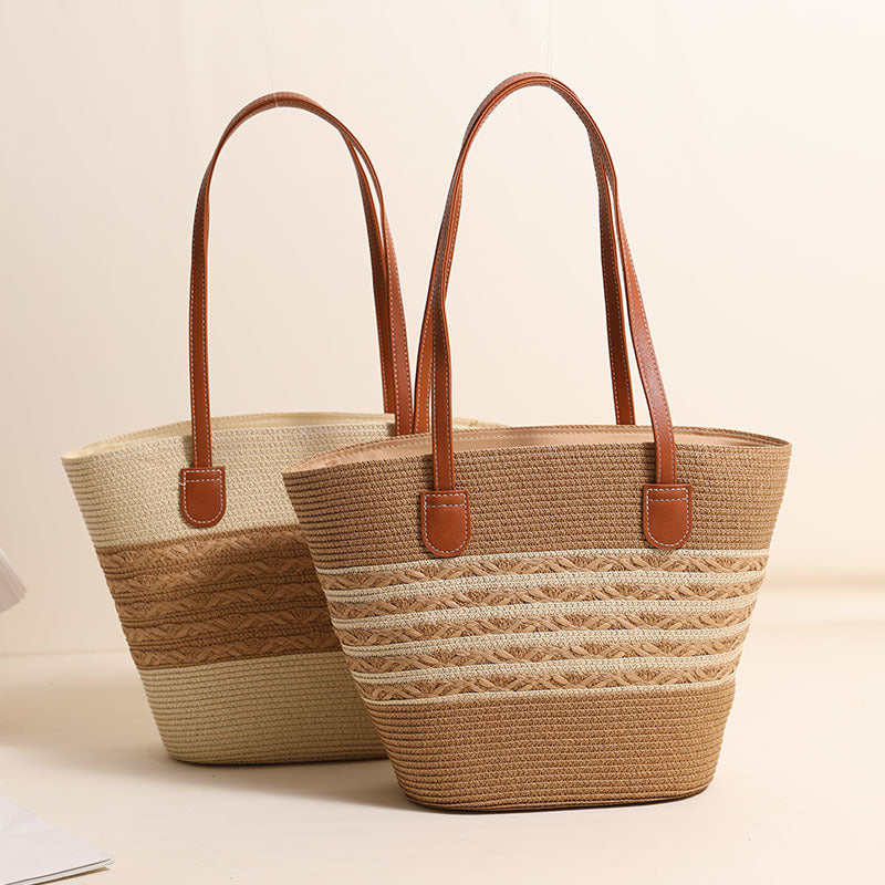 Elegant Bast Tote Bag with Leather Accents Kalsten