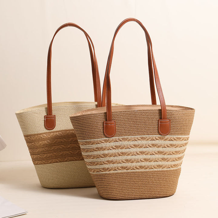 Elegant Bast Tote Bag with Leather Accents Kalsten