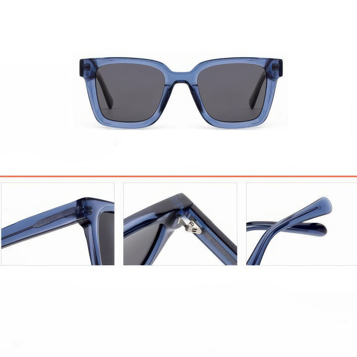 Ladies' Fashionable Square Sunglasses with Transparent Plastic Frame and Polarized Lenses Kalsten