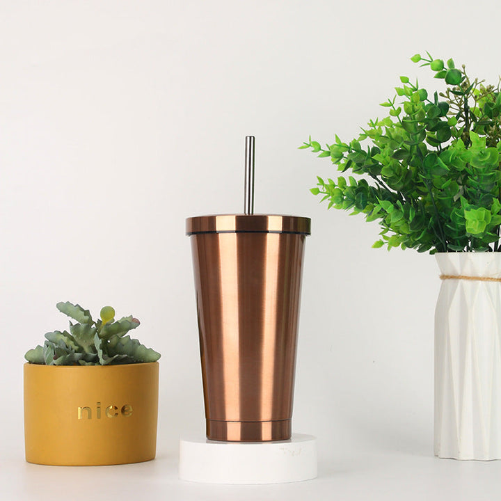 Women's stainless steel drinking cup with straw Kalsten