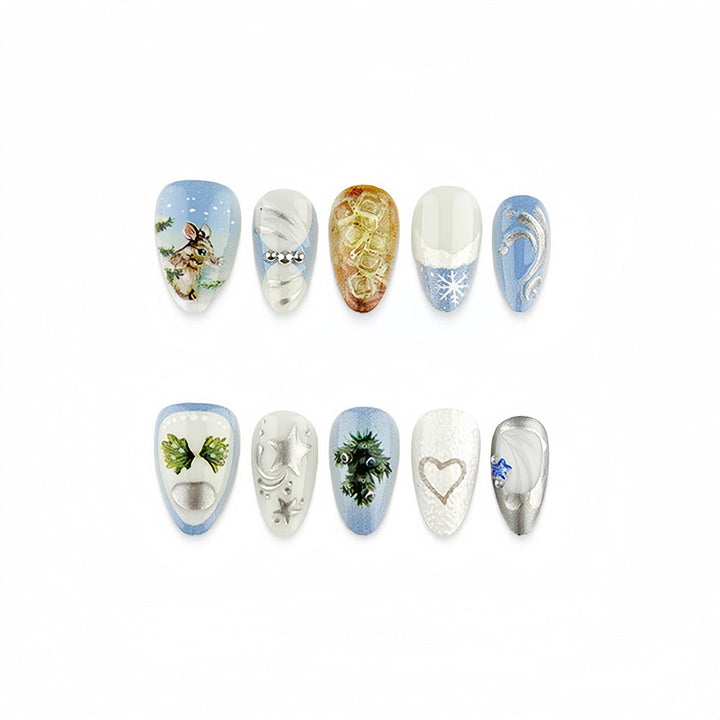 Artificial nails with festive winter motifs Kalsten