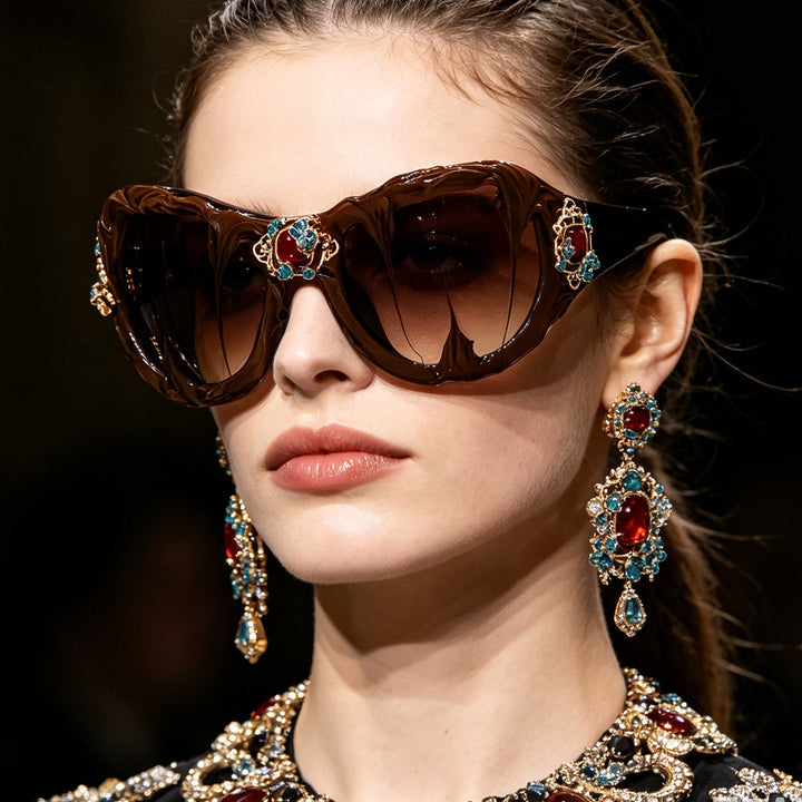 Ladies extravagant sunglasses with floral crystal embellishments Kalsten