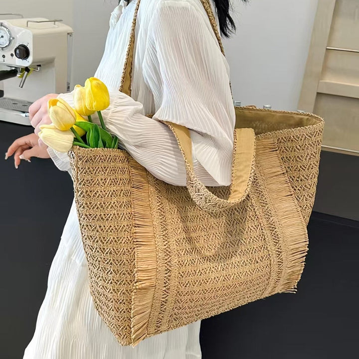 Woven Natural Material Beach Bag Kalsten