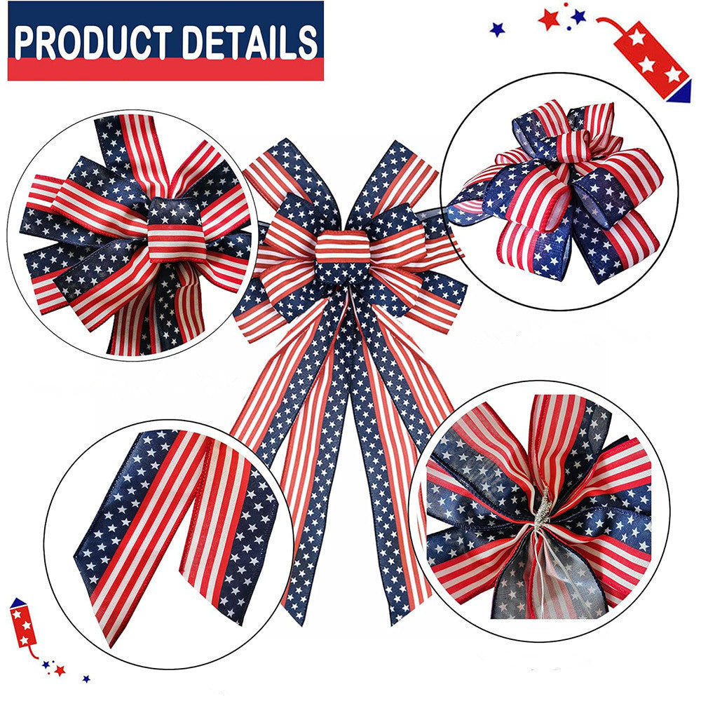 Unisex decorative bow in large size with long ribbons and star pattern for door and wall decoration Kalsten