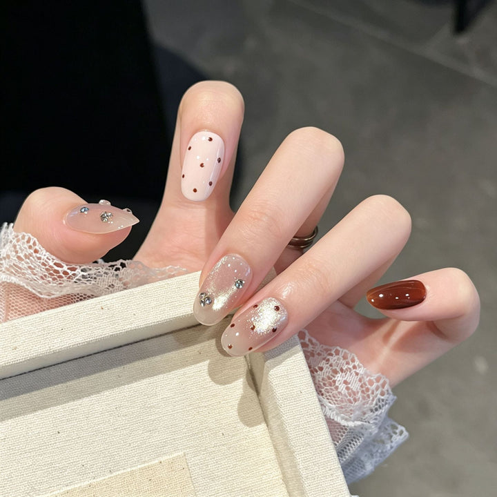 Premium Rhinestone-Embellished Press-On Nail Art Kalsten
