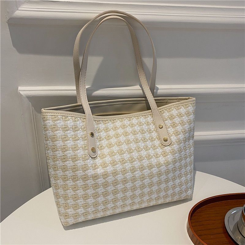 Woven Pattern Beach Tote Bag Acalora