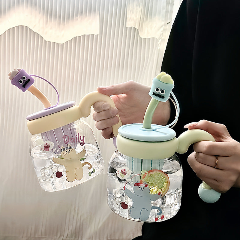 Women’s creative drinking bottle with integrated silicone straw Kalsten
