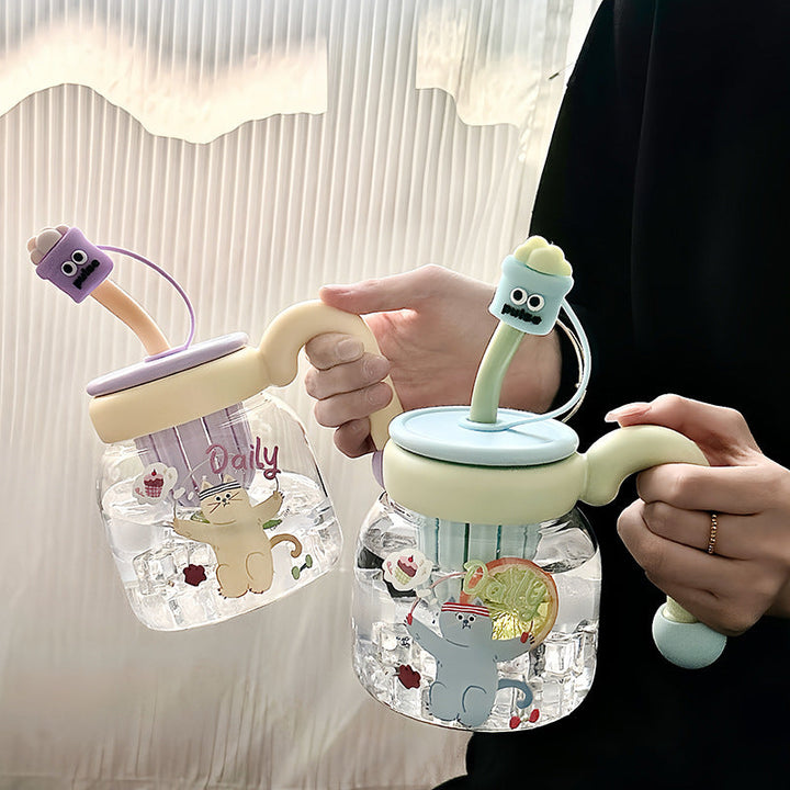 Women’s creative drinking bottle with integrated silicone straw Kalsten