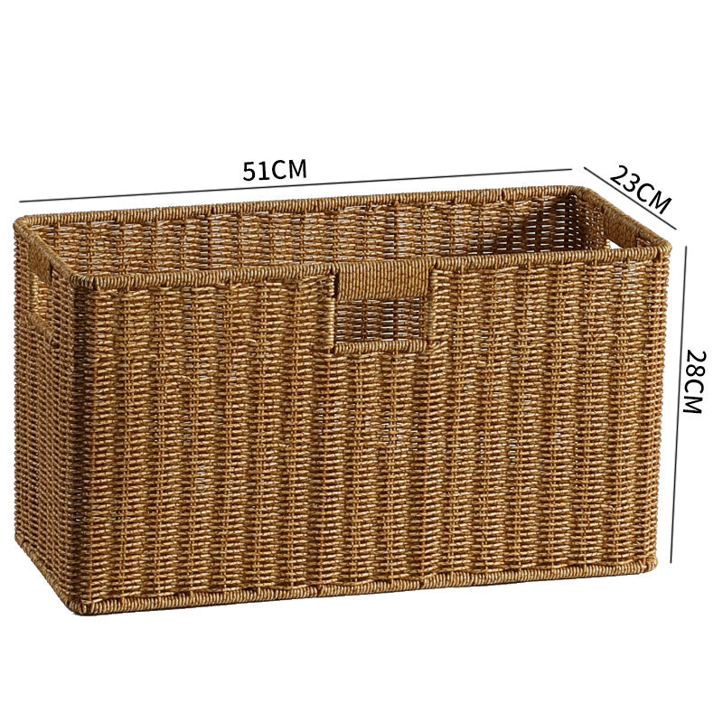 Handwoven Rectangular Storage Bin with Cutout Handles Kalsten