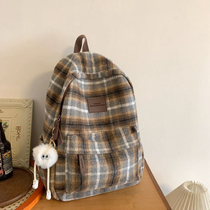 Functional Plaid School Backpack