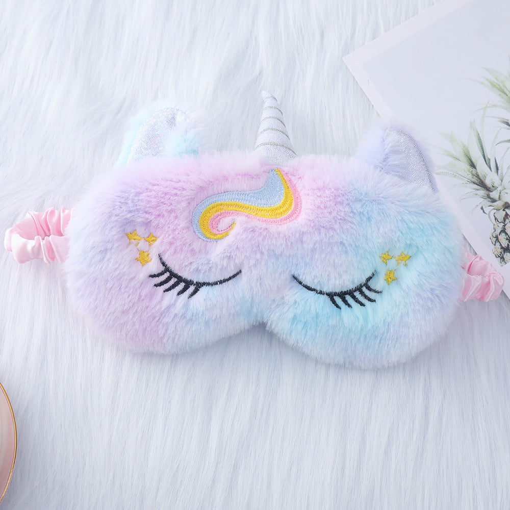 Ladies nan cozy unicorn sleep mask with embroidered eyelashes, soft plush and elastic ruffled ribbon Kalsten