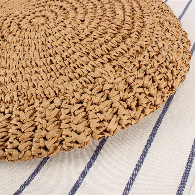 Round straw bag with leather handles Kalsten