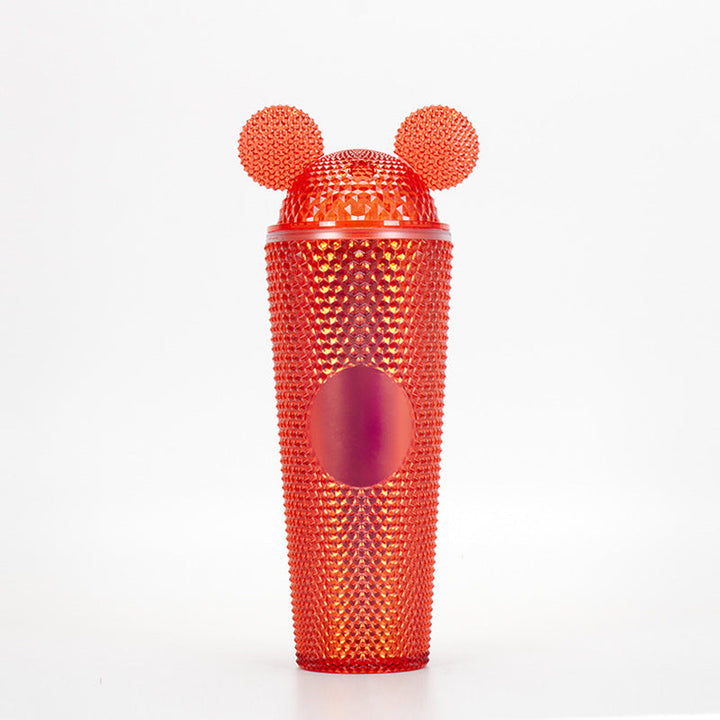 Studded Textured Reusable Tumbler With Decorative Ear-Top Screw Lid