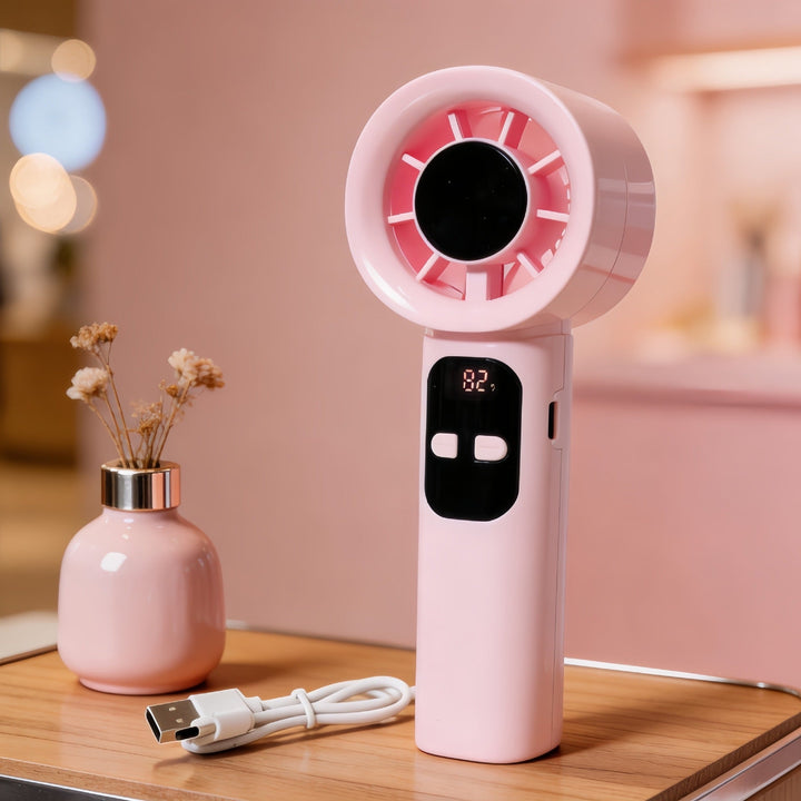 Portable Hand Fan with Digital Display and USB Port Kalsten