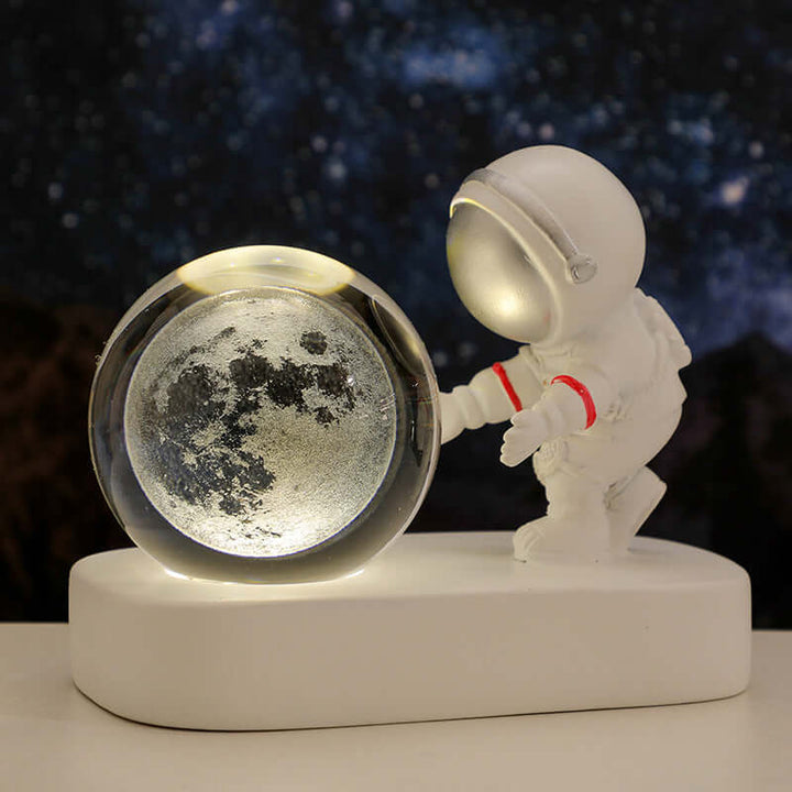 Glowing Planetary Galaxy Astronaut Crystal Ball Night Lights USB Power Warm Bedside Light Brithday Gift Night Lamp | Kalsten