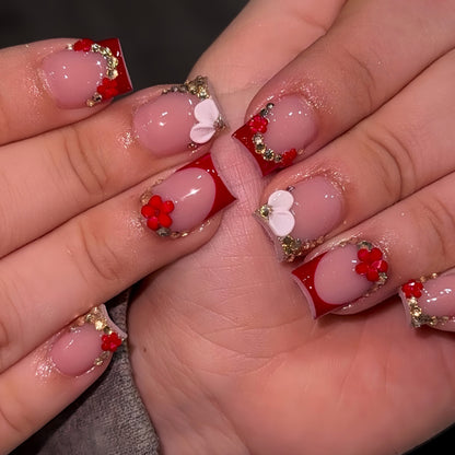 Elegant Floral Press-On Nail Art Set Acalora