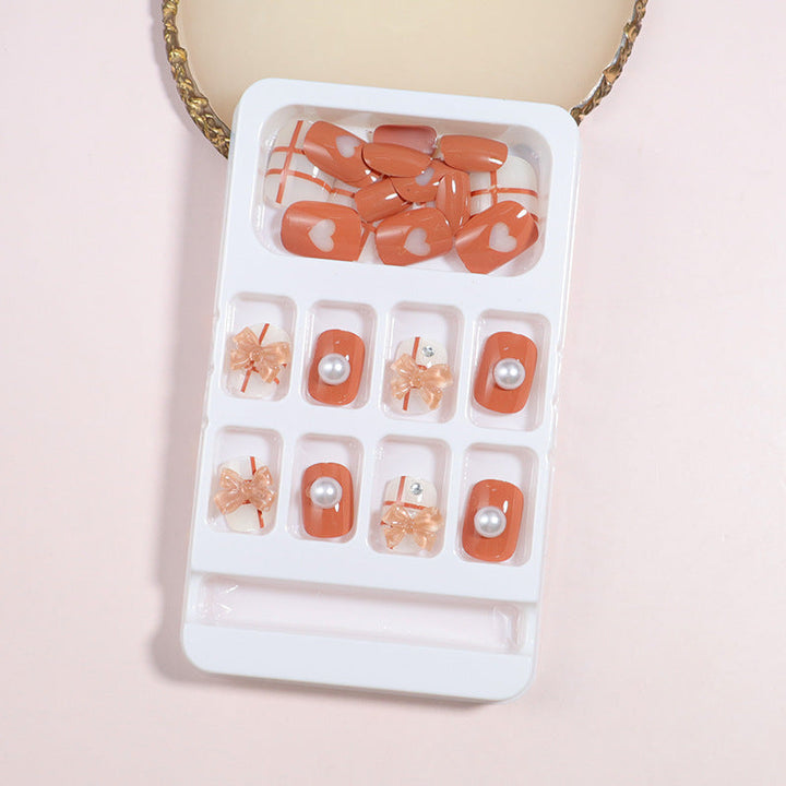 Decorative Press-On Nail Art Set with Bow Accents Kalsten