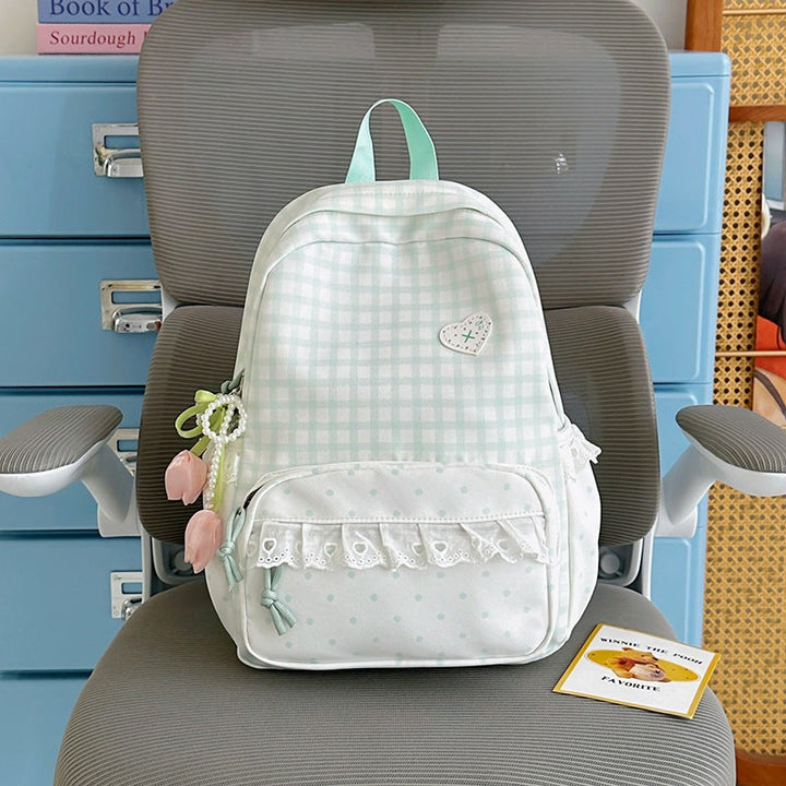 Charming Gingham Pattern School Backpack