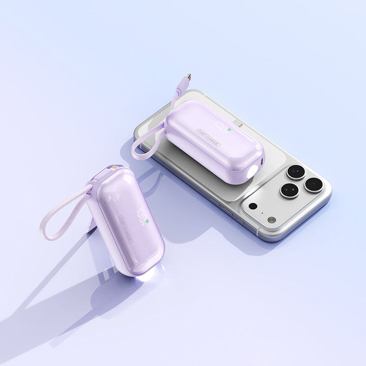 Portable power bank with integrated charging cable and LED charging status display Kalsten