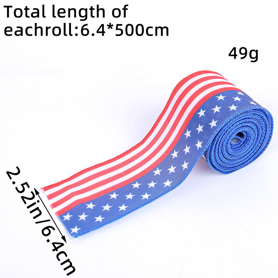 Unisex nan decorative wired Americana craft ribbon set with stars stripes truck and flag print Kalsten