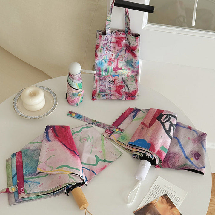 Women Foldable Designer Bag with Creative Art Motif Kalsten