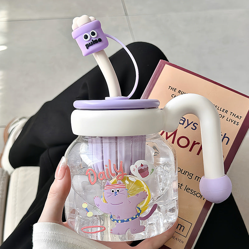 Women’s creative drinking bottle with integrated silicone straw Kalsten