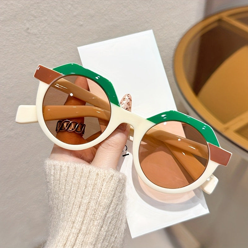 Ladies extravagant round sunglasses with colored accented frame Kalsten
